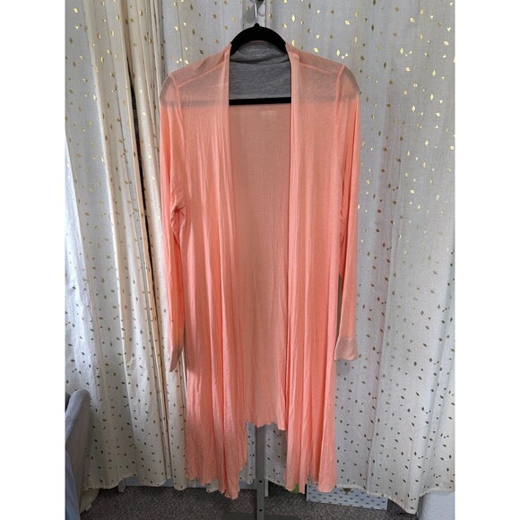 Soft Surroundings Peach Open Front Lightweight Jersey Robe Duster Cardigan XL - Picture 2 of 7